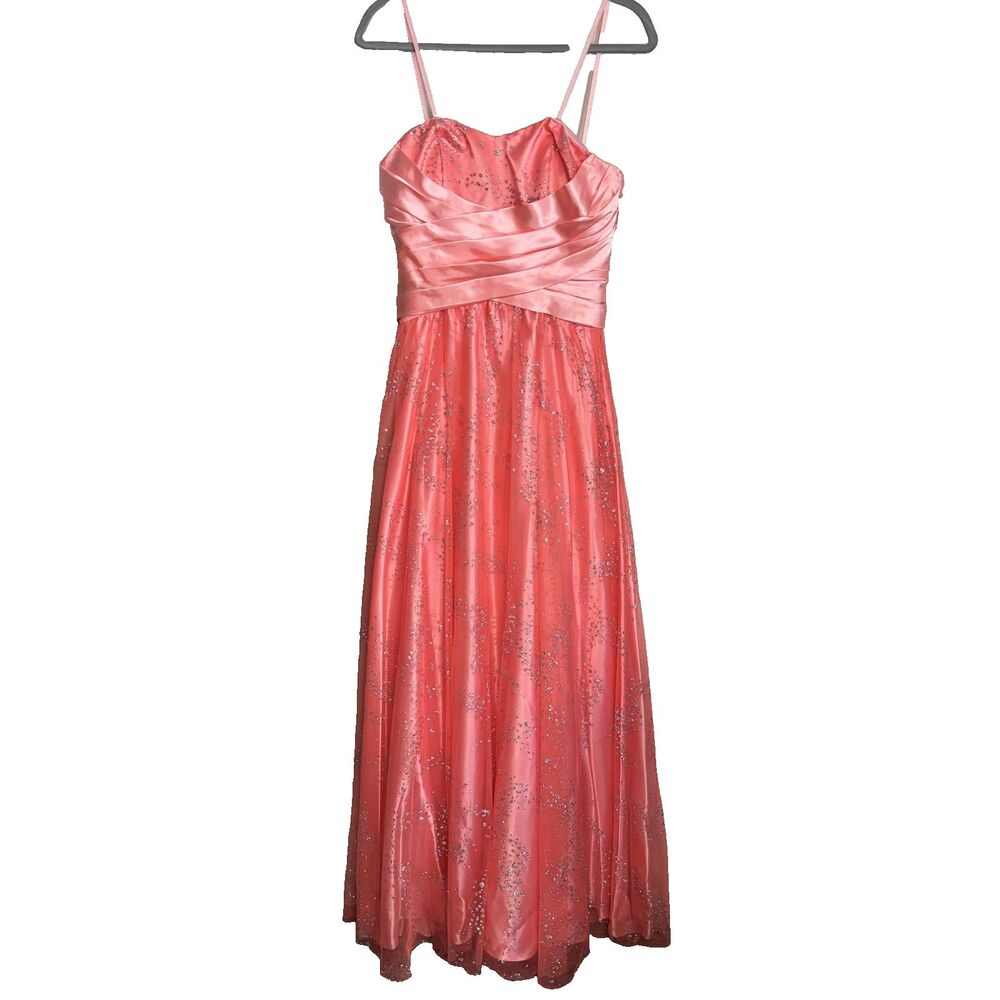 Deb Prom Dress Coral Y2K Juniors 5/6 Corset Whimsical Fairy Princess Sparkly